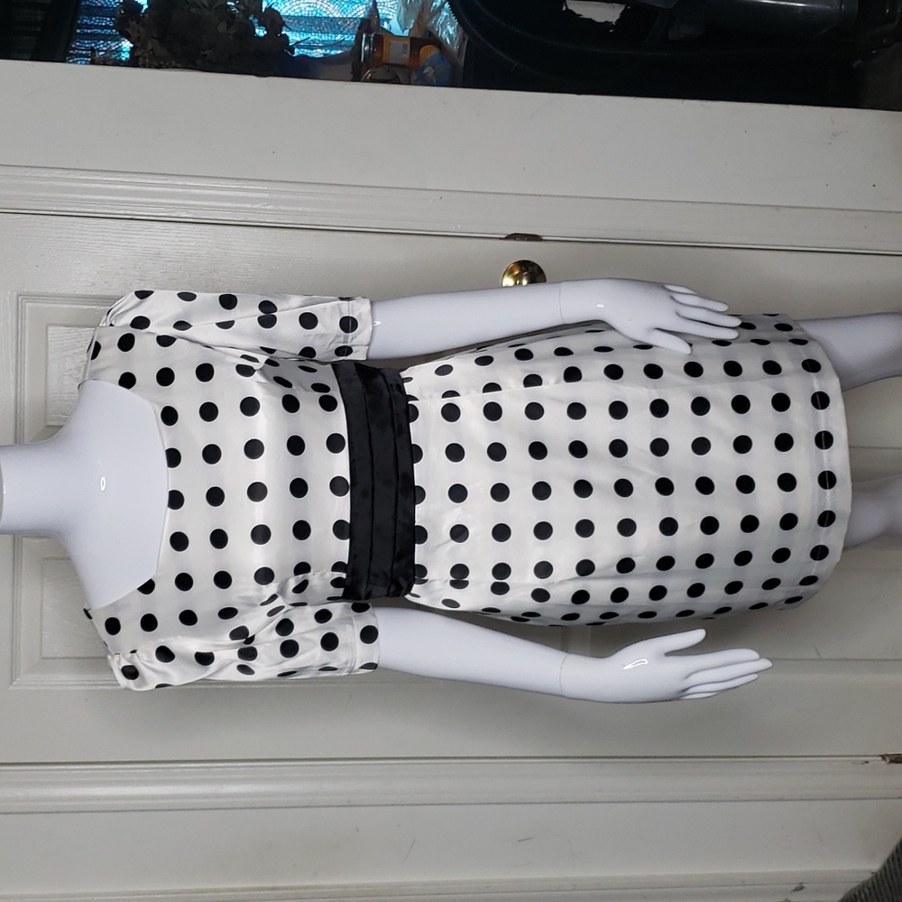 Bling White & Black Polka Dot Dress Size Medium NWT